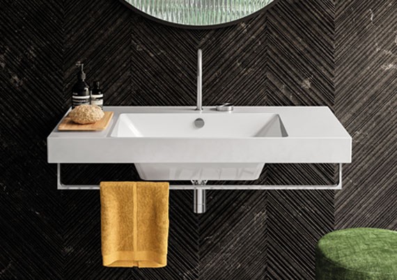 Catalano New Zero 125 umywalka z blatem ceramicznym 125x50 biały Cataglaze 1125ZEUP00