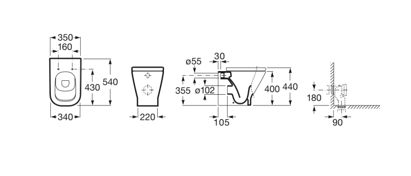 Roca Gap Rimless muszla stojąca A347737000