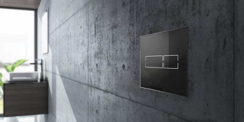 Tece Lux Mini przycisk spłukujący elektroniczny podświetlany do stelaża WC szkło czarne 9240961
