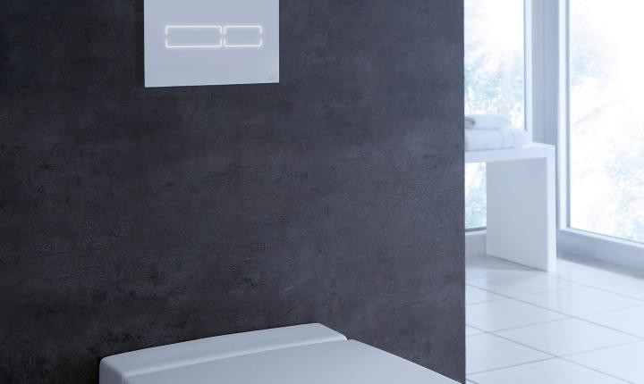 Tece Lux Mini przycisk spłukujący elektroniczny podświetlany do stelaża WC szkło białe 9240960