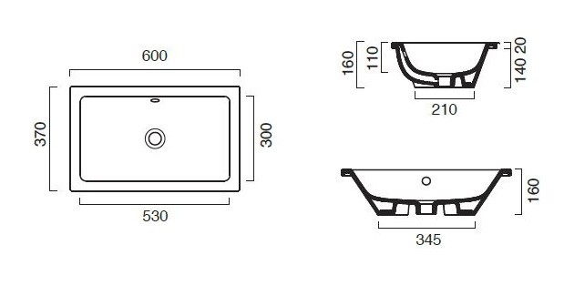 Catalano New Zero 60 umywalka wpuszczana lub podblatowa 60x37 biały Cataglaze 16037ZE00