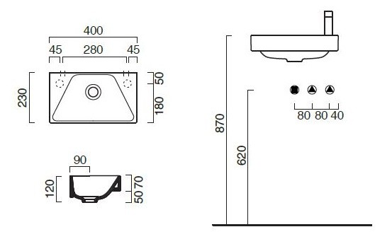 Catalano New Zero 40 umywalka 40x23 biały Cataglaze 14023ZE00