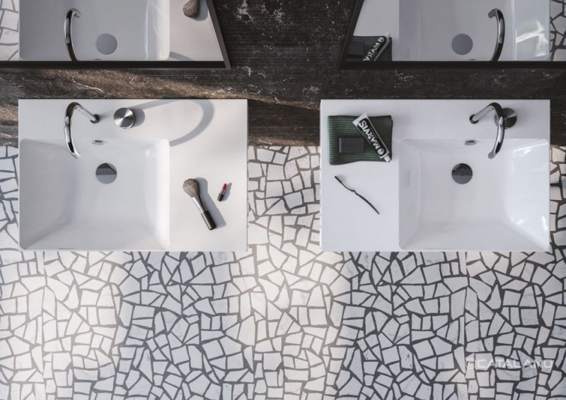 Catalano New Zero 75 L umywalka z blatem ceramicznym po prawej stronie 75x50 biały Cataglaze 175SZEUP00