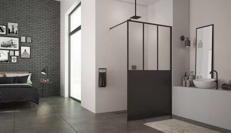 Sanswiss Easy Black Line Loft Attic ścianka wolnostojąca Walk-In 120 cm czarny mat STR4P1200669