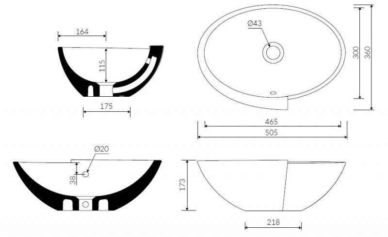 Marmorin Zora umywalka stawiana na blat Mineralicast P_U_531_03_0505