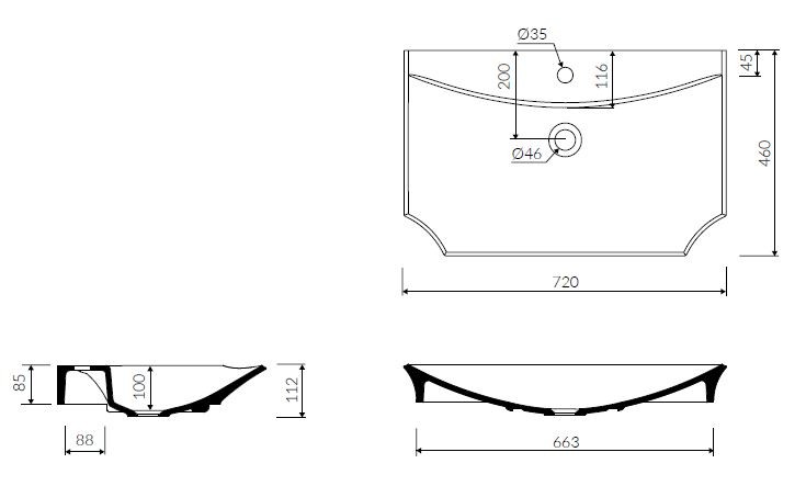 Marmorin La Donna umywalka z otworem 72x46 cm Mineralicast 565 070 020 011