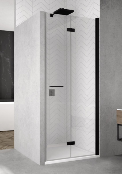 Sanswiss Solino Black Line drzwi składane dwuczęściowe PRAWE 100 cm do wnęki lub ścianki czarny mat przeźroczyste SOLF1D10000607