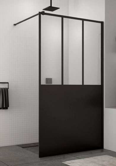 Sanswiss Easy Black Line Loft Attic ścianka wolnostojąca Walk-In 90 cm czarny mat STR4P0900669