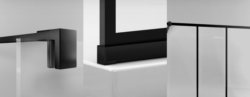 Sanswiss Easy Black Line Loft Attic ścianka wolnostojąca Walk-In 140 cm czarny mat STR4P1400669