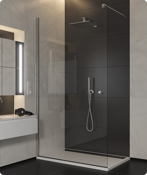 SanSwiss Walk-In Easy ścianka wolnostojąca 90 cm srebrny połysk przeźroczyste STR4PX0905007