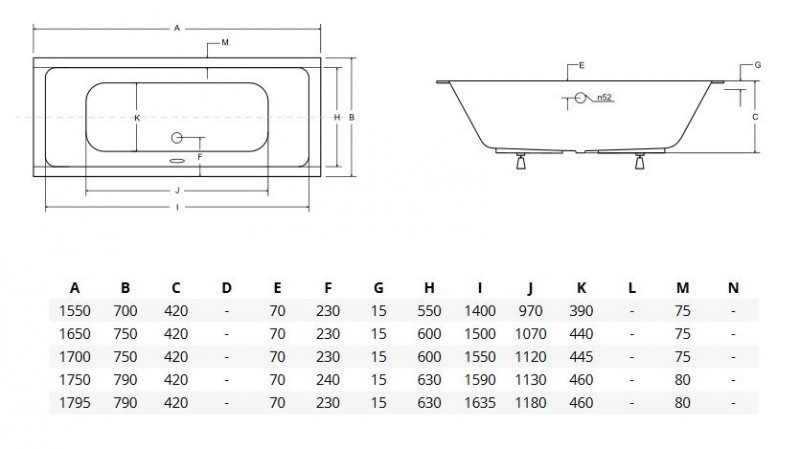 BESCO Quadro Slim wanna prostokątna 155x70 z płaskim rantem akryl biały WAQ-155-SL