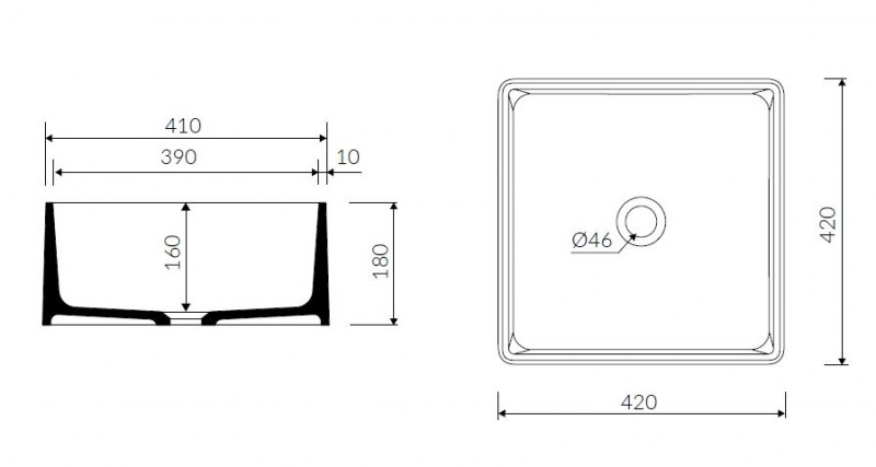 Marmorin Lena III umywalka kwadratowa stawiana na blat 42x42 cm Mineralicast P_U_539_03_0420