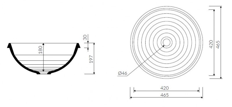 Marmorin Lena umywalka okrągła wpuszczana w blat 46,5x46,5 cm Mineralicast P_U_539_05_0465
