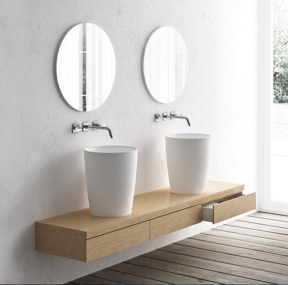 Marmorin Lara umywalka okrągła stawiana na blat 40x40 cm Mineralicast P_U_050_01_0400