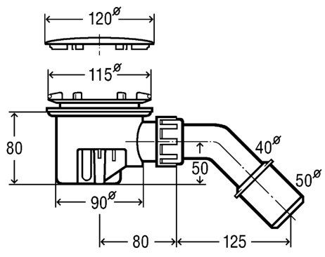 Viega Tempoplex syfon brodzikowy 8cm 90mm chrom połysk 364786