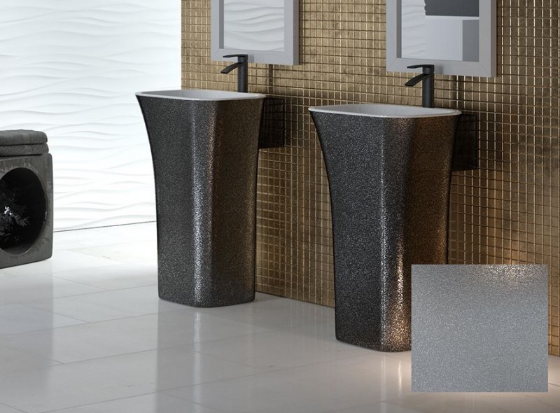 Besco Glam Assos umywalka wolnostojąca srebrna 52x41 Mineral DuraBe IllumeCoat silver metaliczny srebrny