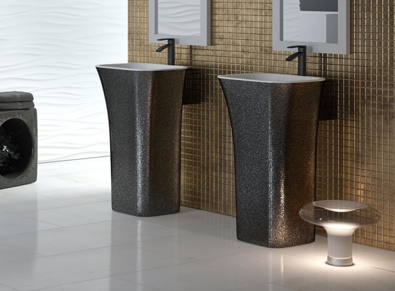 Besco Glam Assos umywalka wolnostojąca 52x41 Mineral DuraBe IllumeCoat metaliczny grafitowy