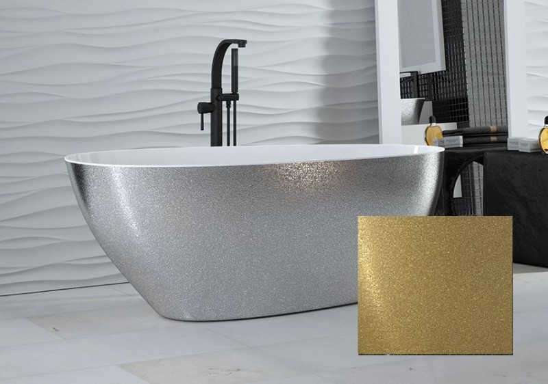 Besco Glam Goya XS złota wanna wolnostojąca 142x62 cm Mineral DuraBe IllumeCoat Gold złoty