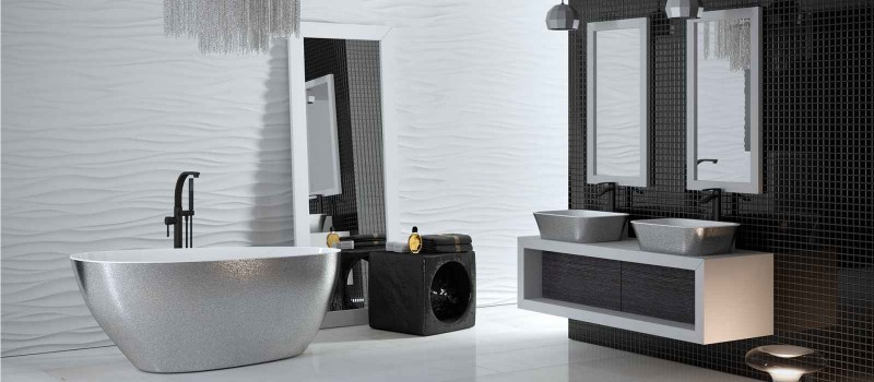 Besco Glam Goya XS srebrna wanna wolnostojąca 142x62 cm Mineral DuraBe IllumeCoat srebrny