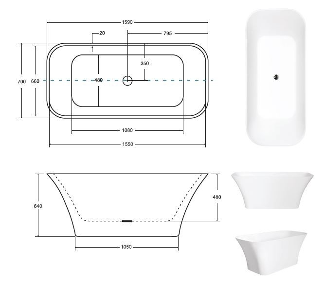 Besco Glam Assos złota wanna wolnostojąca 160x70 lany marmur Mineral DuraBe IllumeCoat metaliczny złoty