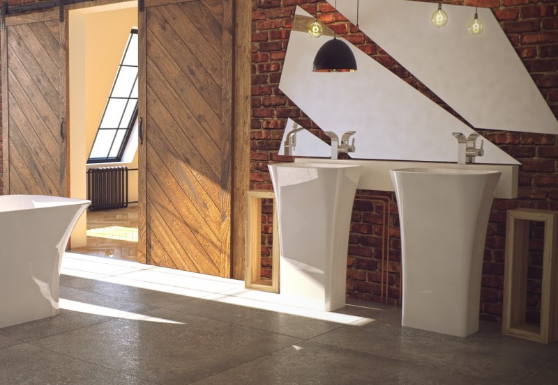 Besco Assos Black&White umywalka wolnostojąca 52x41 lany marmur czarny biały