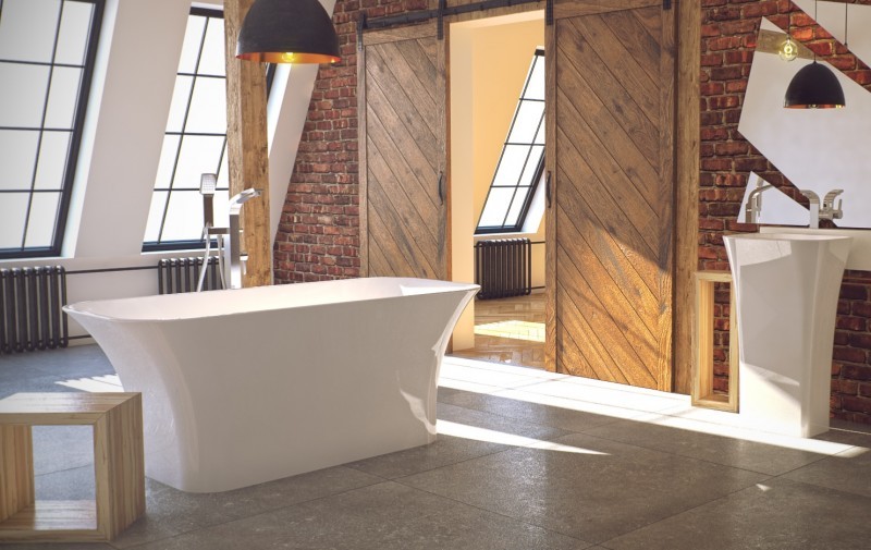 Besco Assos Black&White wanna wolnostojąca 160x70 lany marmur Mineral DuraBe czarny biały