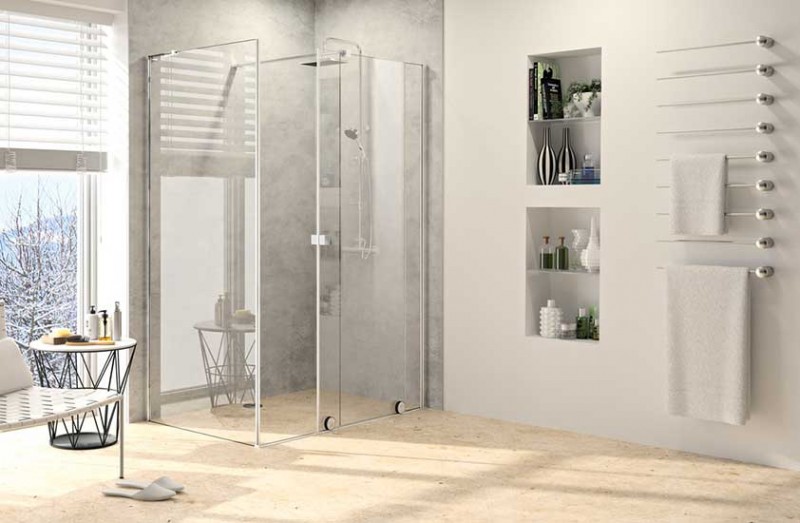 Huppe Xtensa Pure drzwi suwane WALK-IN 100-110 cm prawe srebrny połysk przeźroczyste Anti-Plaque XT0202.069.322