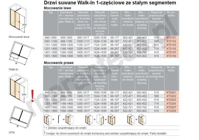 Huppe Xtensa Pure Black Edition drzwi suwane WALK-IN 100-110 cm prawe czarny mat przeźroczyste Anti-Plaque XT0202.123.322