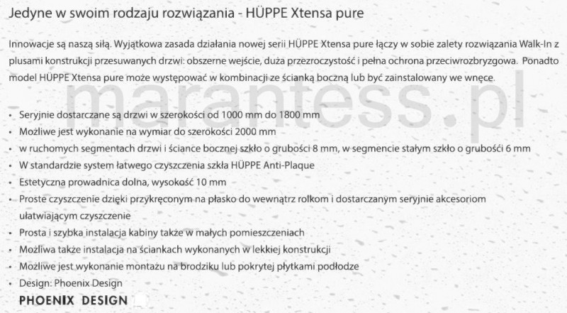 Huppe Xtensa Pure Black Edition drzwi suwane WALK-IN 140-160 cm lewe czarny mat przeźroczyste Anti-Plaque XT0107.123.322