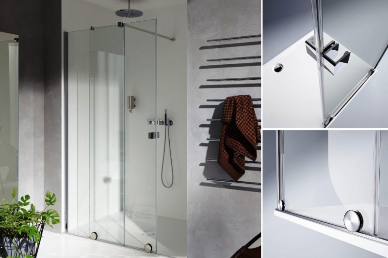 Huppe Xtensa Pure drzwi suwane WALK-IN 140-160 cm prawe srebrny połysk przeźroczyste Anti-Plaque XT0207.069.322