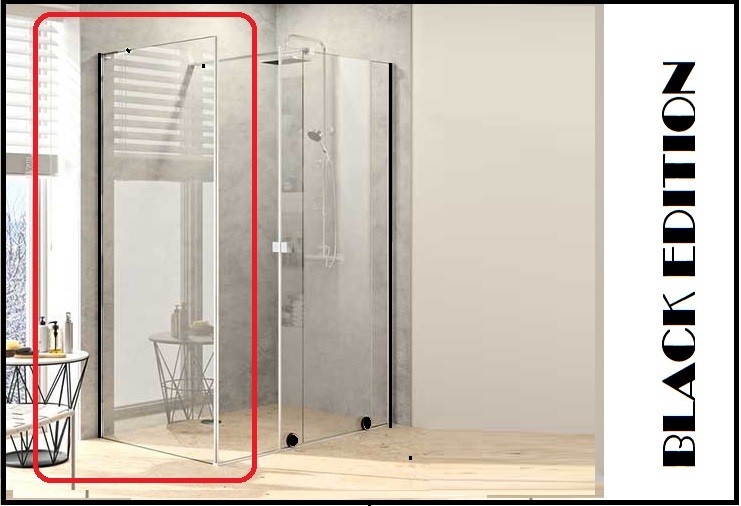 Huppe Xtensa Pure Black Edition ścianka boczna 100 cm czarny mat przeźroczyste Anti-Plaque XT0308.123.322