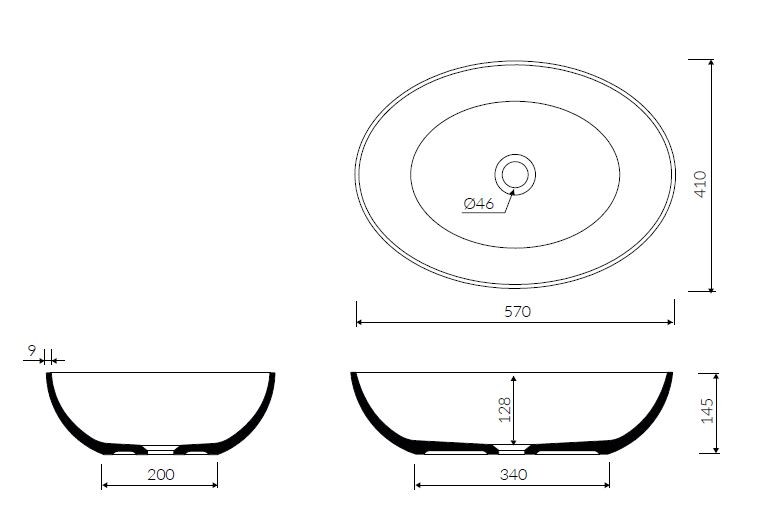 Marmorin Birma umywalka stawiana na blat 57x41 cm Mineralicast P_U_604_01_0570