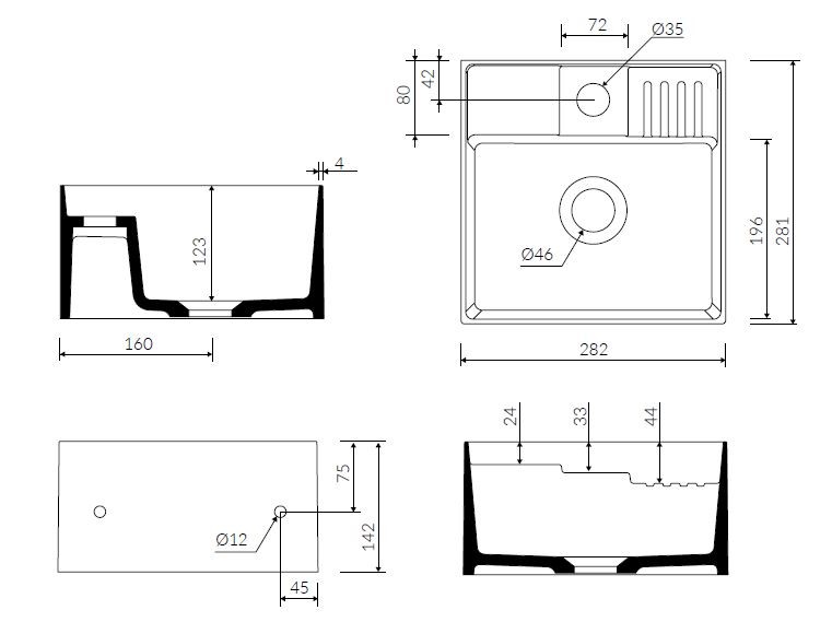 Marmorin Tantinum I umywalka stawiana na blat Mineralicast P_U_532_03_0282
