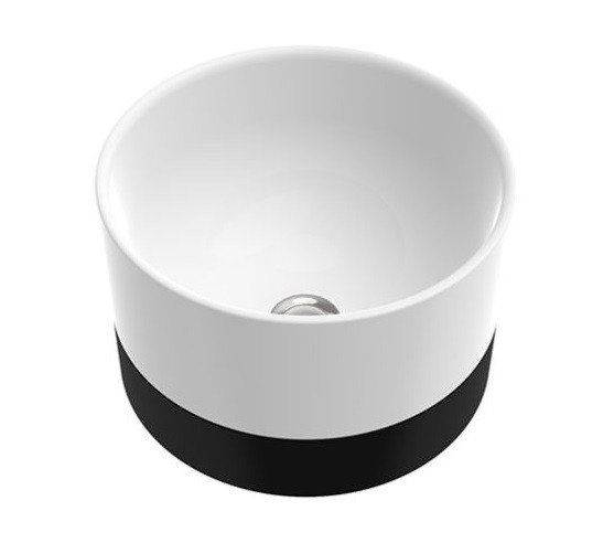 Marmorin Duo II umywalka okrągła stawiana na blat 38x38 cm z czarnym panelem Mineralicast P_U_536_03_0380