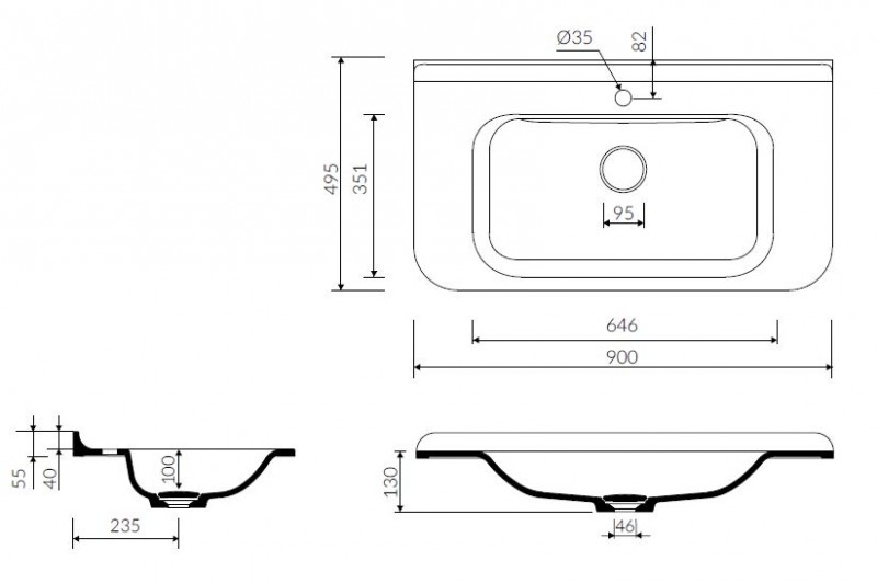 Marmorin Balta umywalka wpuszczana w blat 90x50 cm z otworem na baterię 721 090 020 011