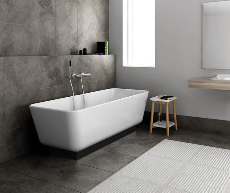 Marmorin Balta wanna wolnostojąca z czarną podstawą 155x74 cm Mineralicast P_W_009_03_1550