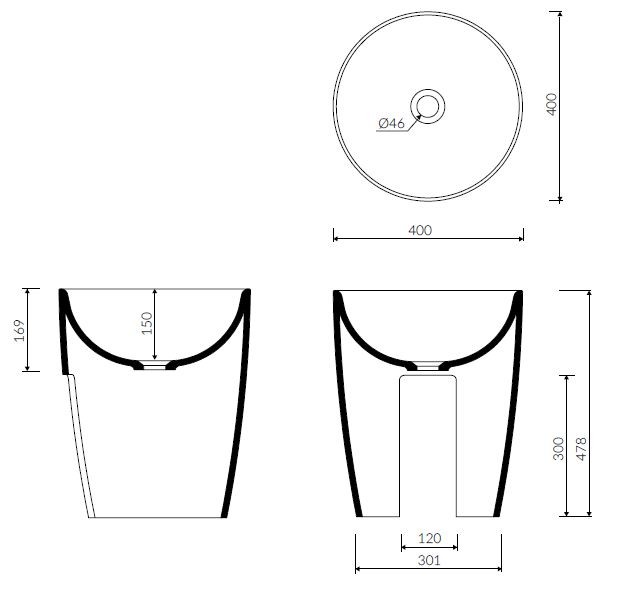 Marmorin Lara umywalka okrągła stawiana na blat 40x40 cm Mineralicast P_U_050_01_0400