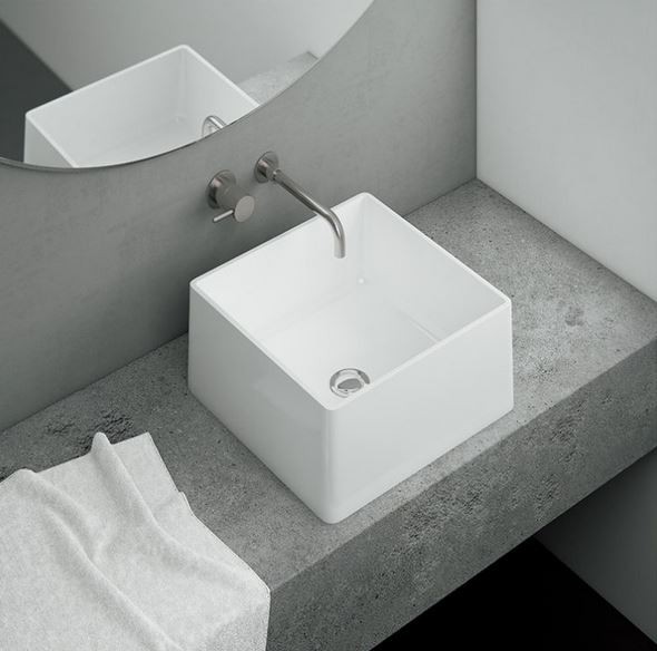 Marmorin Lena III umywalka kwadratowa stawiana na blat 42x42 cm Mineralicast P_U_539_03_0420