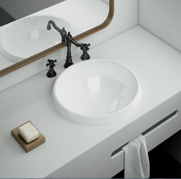 Marmorin Lena umywalka okrągła wpuszczana w blat 46,5x46,5 cm Mineralicast P_U_539_05_0465