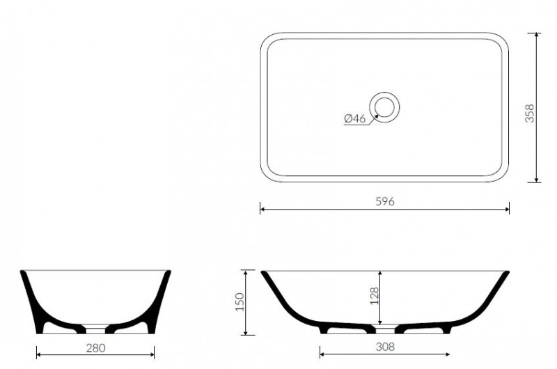 Marmorin Loren umywalka stawiana na blat 60x36 cm Mineralicast P_U_056_01_0596