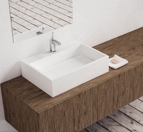 Marmorin Modico umywalka z otworem 60x43 cm Mineralicast 350 060 020 011