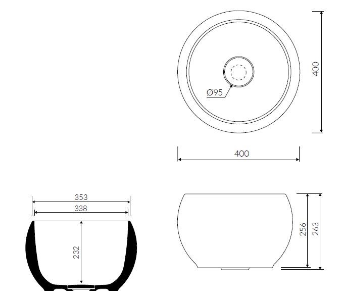 Marmorin Perła umywalka okrągła bez otworu 40x40 cm Mineralicast 360 040 020 010