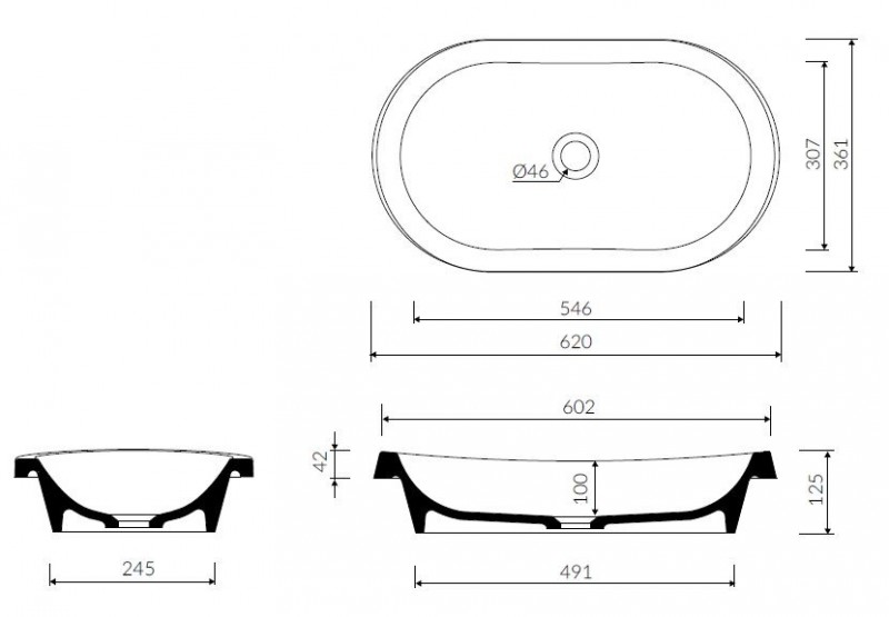 Marmorin Pia 600 umywalka stawiana na blat 62x36 cm Mineralicast 570 060 020 010