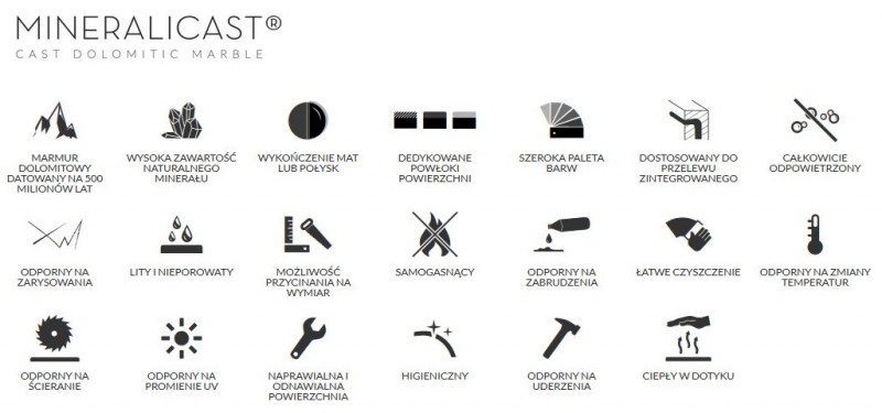 Marmorin Teo 60 umywalka z otworem 60cm Mineralicast 641 060 020 011