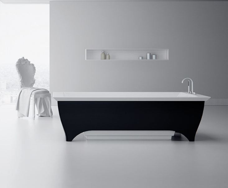 Marmorin Teodor II wanna wolnostojąca z czarną obudową 180x75 Mineralicast P_P_084_05_1685