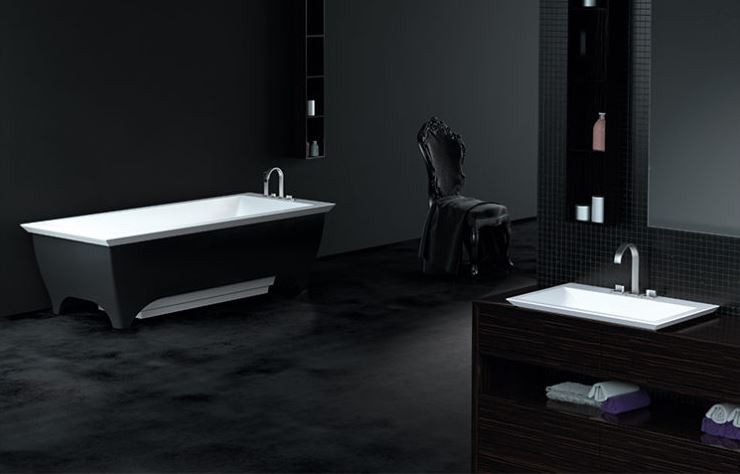 Marmorin Teodor II wanna wolnostojąca z czarną obudową 180x75 Mineralicast P_P_084_05_1685