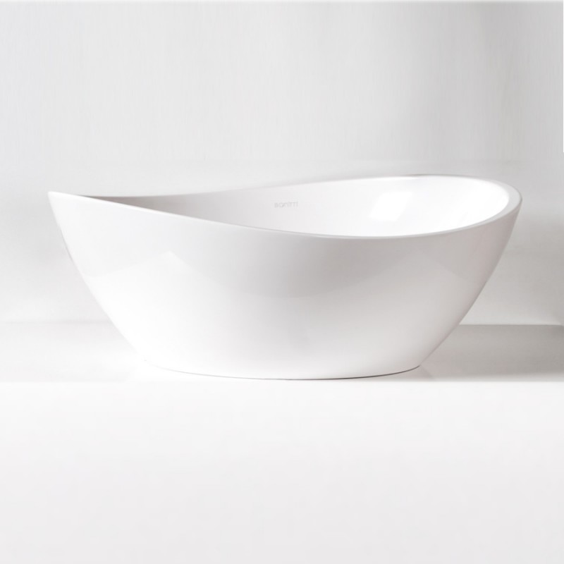 Sanitti Tre umywalka stawiana na blat 47x38 lany marmur biały połysk TRE-47-BP