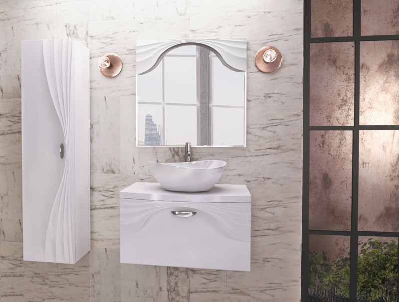 Sanitti Tre umywalka stawiana na blat 47x38 lany marmur biały połysk TRE-47-BP