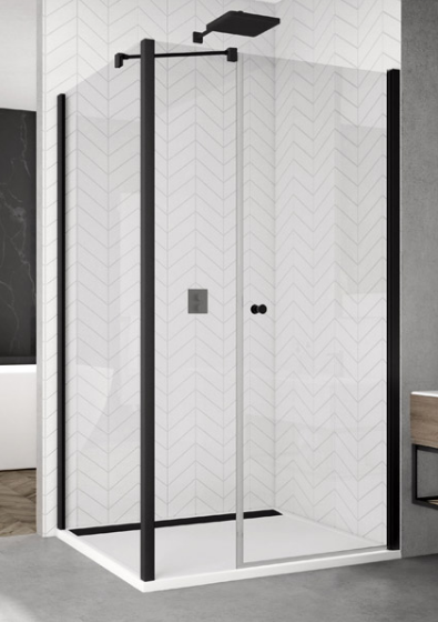 Sanswiss Solino Black Line ścianka boczna 80 cm czarny mat przeźroczyste SOLT308000607