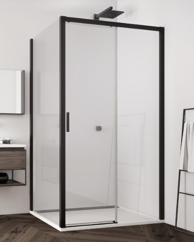 Sanswiss Top Line Black Line drzwi przesuwne jednoczęściowe PRAWE 160 cm do wnęki lub ścianki czarny mat przeźroczyste TLS2D1600607